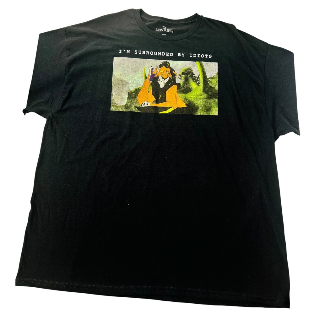 Disney The‎ Lion King T Shirt Scar Adults Large Black I'm Surrounded By Idiots